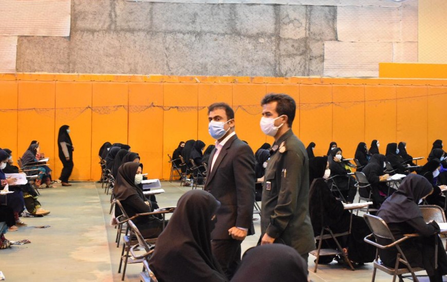 گزارش تصویری/ برگزاری آزمون استخدامی کشور با رعایت پروتکل های بهداشتی و عملیات گندزدایی در چابهار